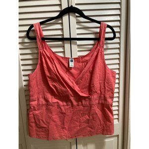 Gap Fully Lined Cotton Cross Front Salmon Coral Cropped Tank Top Size XL